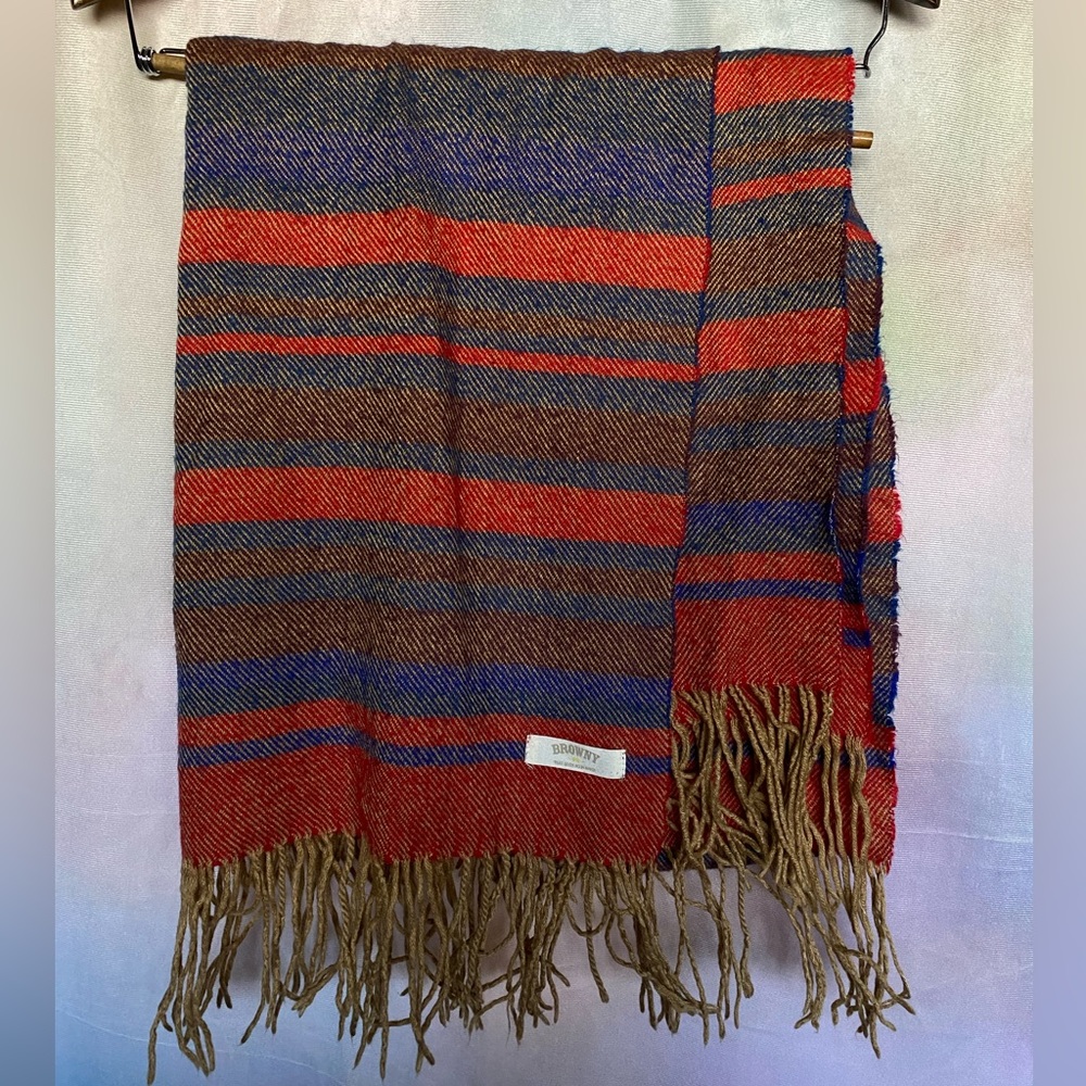 BROWNY Japan Striped Scarf with Fringe (Multicolor)